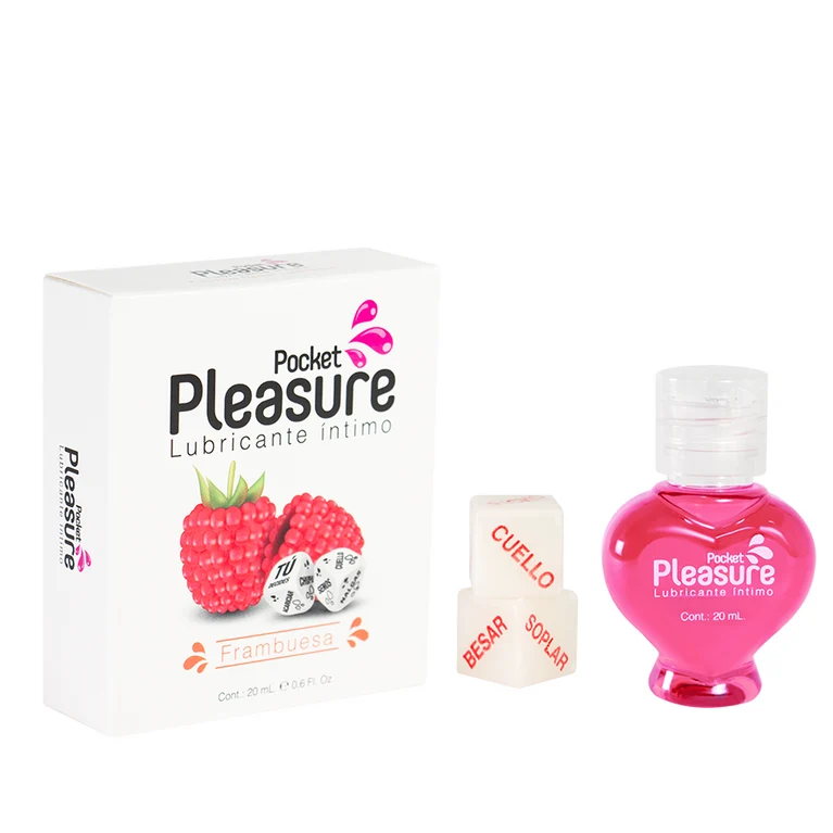 Lubricante Íntimo Caliente 20 mL + Dados Pocket Pleasure | Sabor Frambuesa